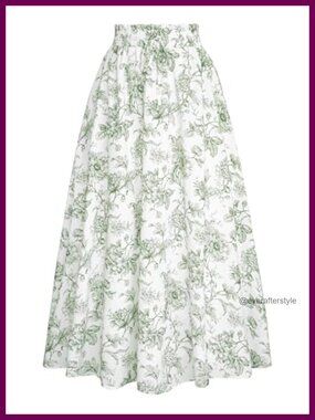 Floral Maxi Skirt High Waist A-Line Long Victorian Summer Skirt